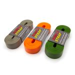 Thumbnail - Self Gripping 3mm Heavy Duty Rubber Tie Down Straps Forest Green Grey and Orange 3 Pack - 01