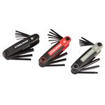 Thumbnail - 3 Piece Folding Hex Key Set Includes 9 Standard SAE Inch 8 Metric MM and 8 Torx T Sizes - 01