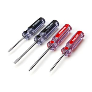 Clear Handle Slotted and Phillips Screwdriver Set 4 Piece