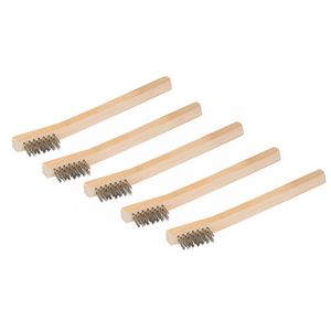 Stainless Steel 800 Bristle Count Wire Brush Wood Handle 5 pack