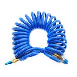 Thumbnail - 25 Foot Coiled 3 8 Inch ID Air Hose with Reusable 1 4 Inch NPT Brass and Quick Connect Fittings - 01