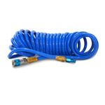 Thumbnail - 25 Foot Coiled 3 8 Inch ID Air Hose with Reusable 1 4 Inch NPT Brass and Quick Connect Fittings - 11