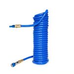 Thumbnail - 25 Foot Coiled 3 8 Inch ID Air Hose with Reusable 1 4 Inch NPT Brass and Quick Connect Fittings - 21