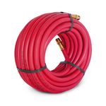 Thumbnail - 50 Foot Long 3 8 Inch ID Rubber Air Hose with Brass 3 8 Inch Male NPT Fittings - 01