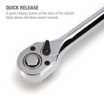 Thumbnail - 1 2 Inch Drive 72 Tooth Reversible Quick Release Ratchet with 24 Inch Long Full Polish Handle - 21