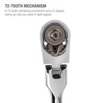 Thumbnail - 1 4 Inch Drive 72 Tooth 180 Degree Flex Head Reversible Quick Release Ratchet with 12 Inch Long Full Polish Handle - 11
