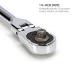 Thumbnail - 1 4 Inch Drive 72 Tooth 180 Degree Flex Head Reversible Quick Release Ratchet with 12 Inch Long Full Polish Handle - 41