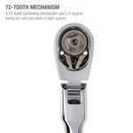 Thumbnail - 3 8 Inch Drive 72 Tooth 180 Degree Flex Head Reversible Quick Release Ratchet with 18 Inch Long Full Polish Handle - 11