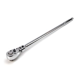 1 2 Inch Drive 72 Tooth 180 Degree Flex Head Reversible Quick Release Ratchet with 24 Inch Long Full Polish Handle
