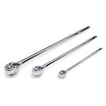 Thumbnail - 3 Piece 1 4 3 8 and 1 2 Inch Drive Fixed Head 72 Tooth Long Ratchet Set - 01