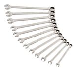 Thumbnail - 12 Piece Metric 144 Tooth Ratcheting Wrench Set - 01