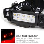 Thumbnail - 250 Lumen Motion Activated Slim Profile Multi Mode LED Headlamp 3xAA Battery Powered with Rear Safety Light - 31