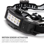 Thumbnail - 250 Lumen Motion Activated Slim Profile Multi Mode LED Headlamp 3xAA Battery Powered with Rear Safety Light - 41
