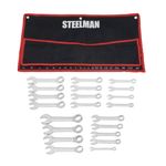 Thumbnail - 21 Piece Metric and SAE 12 Point Stubby Combination Wrench Set with Fabric Storage Roll - 01