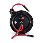 Thumbnail - Enclosed Spring Pneumatic Hose Reel with 50 Foot 1 2 Inch ID Rubber Hose - 31
