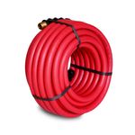 Thumbnail - 50 Foot Red Rubber 1 2 Inch ID Air Hose with 1 2 Inch NPT Brass Fittings - 01