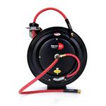 Thumbnail - Enclosed Spring Pneumatic Hose Reel with 35 Foot 3 8 Inch ID Rubber Air Hose - 01