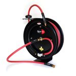 Thumbnail - Enclosed Spring Pneumatic Hose Reel with 35 Foot 3 8 Inch ID Rubber Air Hose - 11