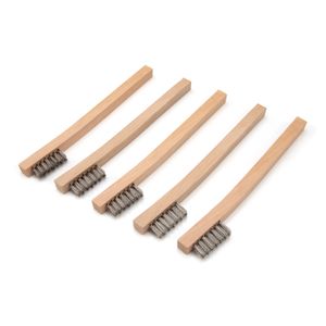 Stainless Steel 1200 Bristle Count Wire Brush Wood Handle 5 pack