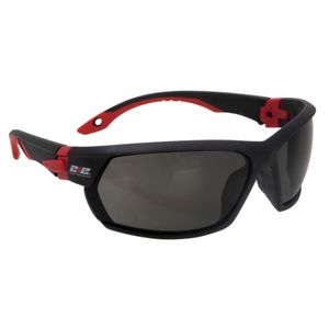 Premium Anti-Fog Smoke Grey Tinted Lens Safety Glasses with Removeable Headband in Black and Red