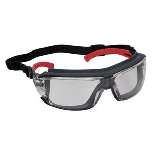 Premium Gasket Sealed Anti Fog Clear Lens Safety Glasses with Removable Headband in Black and Red