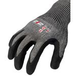 Thumbnail - Nitrile Foam Dipped ANSI A5 Cut Resistant Touchscreen Compatible Seamless Work Gloves in Black and Gray Large - 31