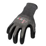 Thumbnail - Nitrile Foam Dipped ANSI A5 Cut Resistant Touchscreen Compatible Seamless Work Gloves in Black and Gray Large - 01