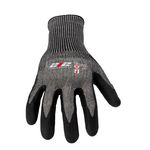 Thumbnail - Nitrile Foam Dipped ANSI A5 Cut Resistant Touchscreen Compatible Seamless Work Gloves in Black and Gray Large - 11
