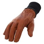 Thumbnail - Waterproof Fleece Lined Buffalo Leather Driver Winter Work Glove with Rib Knit Cuff - 01