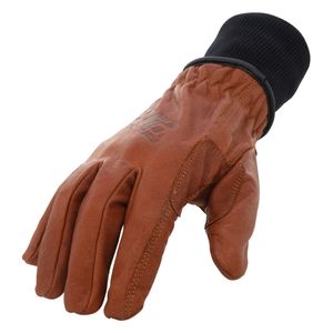 Waterproof Fleece Lined Buffalo Leather Driver Winter Work Glove with Rib Knit Cuff