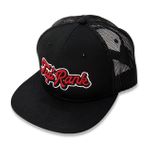 Thumbnail - Top Rank Font Logo Cotton Mesh Snapback Hat Red and White on Black - 01